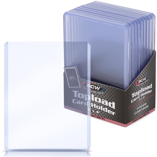 BCW Thick Card Topload Holder | Holds Relic, Patch, and Jersey Cards | Protective Card Sleeves for Collectibles and Trading Cards | Protective Rigid Plastic Display Card Holder (168 pt. / 4.25 MM)