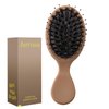 Jurrissa Mini Hair Bursh for Women,Men,Kids-Protable Travel Size Mini Detangler Brush for Pockets,Purses-Nylon&Boar Bristles Small Paddle Brush for Smooth,Add Shine(Mocha)