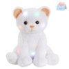 Houwsbaby Light up Cat Stuffed Animal LED Glowing Kitty Plush Toy Floppy Kitten Toy Night Lights Birthday Gifts for Kids Toddler Girls, White, 12''