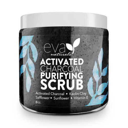 Eva Naturals Activated Purifying Charcoal Scrub- Facial Exfoliator and Exfoliate for Face- Face Scrub for Women- Face Exfoliator, Exfoliating Face Wash, Facial Scrub, Face Exfoliant