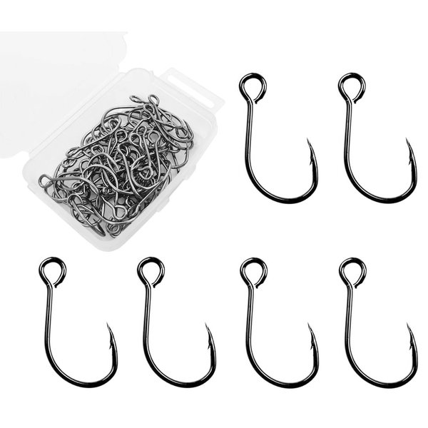 Fishing Lure Single Hook: 50pcs/Box Inline Single Hook for Treble Hook Replacement Size 1/0
