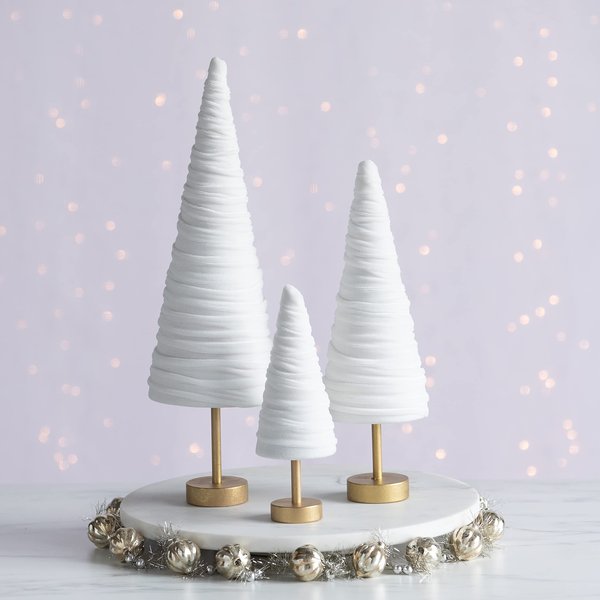 Light Ivory Pedestal Velvet Cones Set of 3, Modern Decor, Spring Tablescape, Christmas Mantel, minimalist, Wedding Centerpiece (Light Ivory)