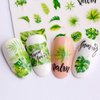 12 Sheets Summer Leaf Nail Art Stickers 3D Self-Adhesive Nail Decals Nail Art Supplies Palm Leaves Clover Nail Design for Women Manicure Nail Decorations Accessories
