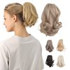 JUVABUN Claw Clip Wavy Ponytail Extension 7" -Light Blonde | Hair Extension Clips | Synthetic Ponytail Extension | Wavy Hair Extensions | Washable Realistic And Synthetic |Light Blonde