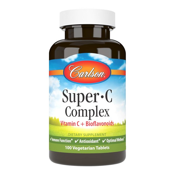 Carlson - Super-C Complex, Vitamin C + Bioflavonoids, Immune Function & Optimal Wellness, Antioxidant, 100 Vegetarian Tablets