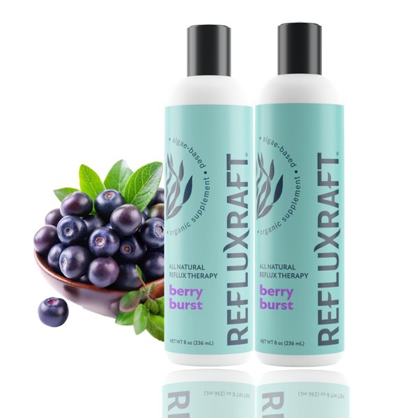 RefluxRaft Acid Reflux Therapy with Organic Alginate, Rapid & Long Lasting Gerd, LPR & Digestion Symptom Support, Zero Sugar, Gluten Free, Low Sodium, Berry Burst, 47 Gel Servings, 8 OZ Bottle, 2 Pack