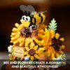 Aigidusansu Flower Bouquet and Insect Building Kit, Flowers Botanical Mini Building Blocks Set Toy for Adults, Christmas Birthday Gift for Her Mom Wife Girlfriend(Bee and Sunflower)