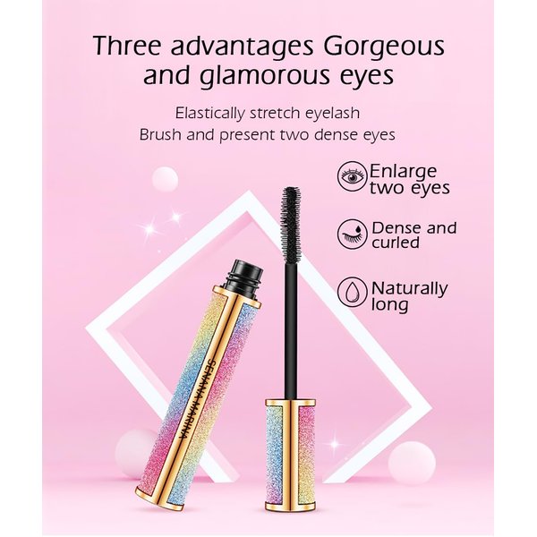 4d Silk Fiber Lash Mascara, SENANA MARINA Mascara - Waterproof Mascara - Sky High Mascara Black Volume and Length Lengthening No Clumping 1 Pack