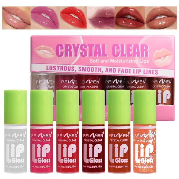 Blopuivo Fat Lip Oil Lip Gloss,6 Colors Lip Oil Drip Plumping Lip Glaze, Hydrating Lip Glow Oil,Shiny Transparent Lipstick,Long Lasting Nourishing Fresh Clear Lip Care (6pcs)