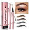 3D Waterproof Microblading Eyebrow Pen,Micro 4 Point Eyebrow Pencil for Women Brown, Long-lasting Natural Smudge-proof Precision Magical Microblade Brow pen (2# Dark Browm)