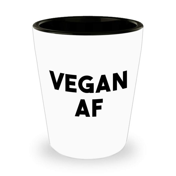 HollyWood & Twine Vegan AF Gifts for Vegans Ceramic Shot Glass