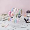 SMUK 2Packs Acrylic Headband Holder Organizer Storage, 3-Tier Clear Scrunchie Holder Stand Hair Accessories Organizer Hair Tie Display Headband Stand for Women and Girls