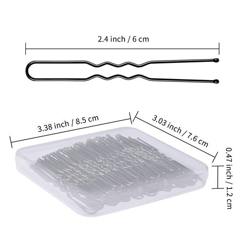 Generic U Shaped Hair Bobby Pins with Storage Box Nonslip & Durable Buns Ballet Hair Clip for Women & Girls (80 Count (Pack of 1)) (Black)