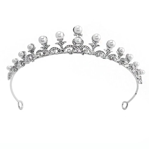 YADIRF Women Luxury Wedding Bridal Pearl Crown Diana Princess Hair Band Headdress Tiara For Wedding Quinceanera Pageant Prom Party Birthday