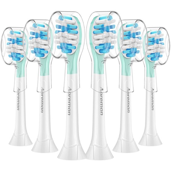 Aoremon Replacement Toothbrush Heads for Philips Sonicare C3 Premium Plaque Control HX9044/65 G3 Premium Gum Care HX9054/65, 6 Brush Heads, White