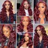 Body Wave 99j Burgundy Lace Front Wigs Human Hair 13x4 HD Transparent Frontal Wigs Pre Plucked with Baby Hair 180 Density Wine Red Colored Wigs for Women 28inch