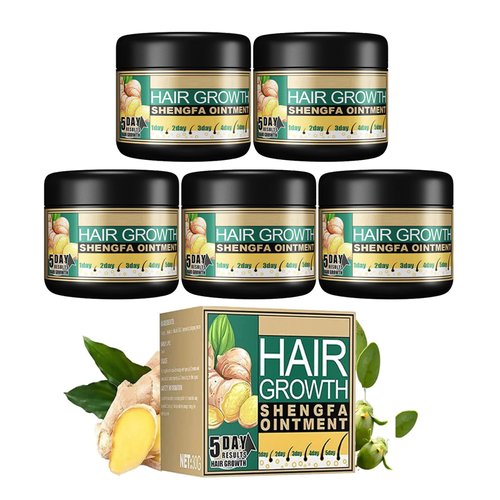 Ginger Hair Growth Ointment, Ginger Germinal Conditioner, Hair Regrowth Serum, Moisturizing Scalp Massage Hair Follicle Cream for Hair Loss & Hair Thinning (5 Pack 30g/1 OZ)