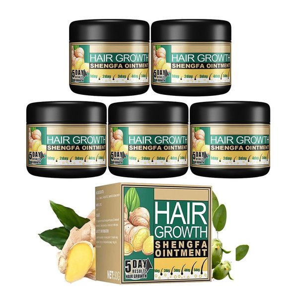 Ginger Hair Growth Ointment, Ginger Germinal Conditioner, Hair Regrowth Serum, Moisturizing Scalp Massage Hair Follicle Cream for Hair Loss & Hair Thinning (5 Pack 30g/1 OZ)