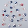 ROFIBUT 4th of July Press on Nails Short Square Fake Nails Glossy Red Blue French Independence Day Full Cover False Nails with white Stars Designs Reusable Glitter Glue on Nails for Woman Girls 24Pcs