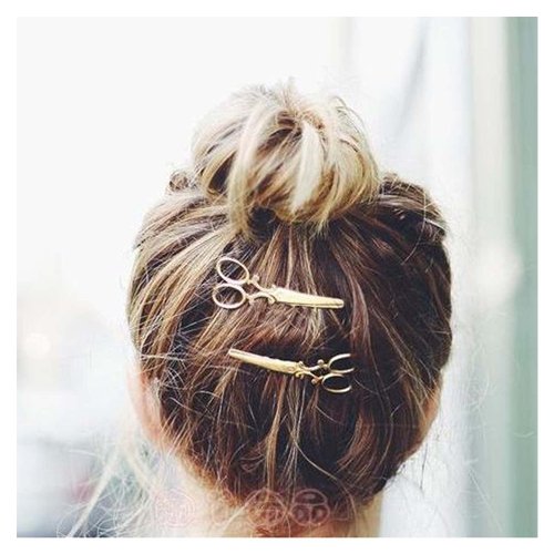 Allereyae Vintage Scissors Hair Clip Barrette Scissors Hair Pins Barrette Gold Hairpins Barrette Headpieces Decorative Head Clip Headwear Metal Scissors Hair Accessories for Women and Girls 2Pcs
