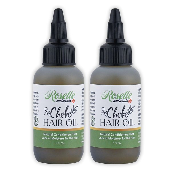 Roselle Naturals Chebe Hair Oil (2 Pack) Made with Chebe Powder from Chad - African Chebe Oil for Hair Growth, Itchy Scalp Relief, fights dryness and breakage - 2 ounces (2oz)