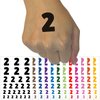 Number 2 Two Fun Bold Font Temporary Tattoo Water Resistant Fake Body Art Set Collection - Light Blue (One Sheet)