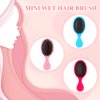 Nuenen 3 Pieces Mini Detangler Hair Brushes Small Wet Dry Hair Brush Travel Detangling Brushes Soft Bristles Pocket Child Hairbrush for Kids Women Girls for Most Hair Types (Blue, Pink, Plum Red)