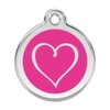 RedDingo enamel pet id tag, medium, "Cartoon Heart", Hot Pink