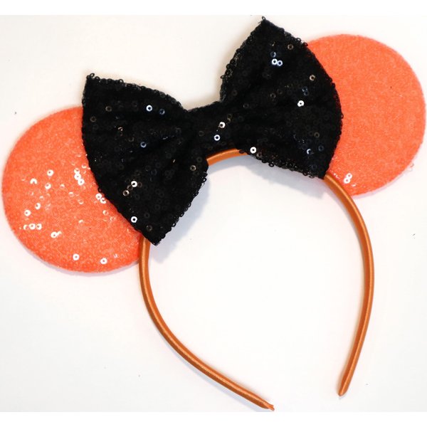 CLGIFT Mickey Ears Halloween, Halloween Mickey Ears, Minnie Ears, Halloween Ears, Halloween Costume Mouse Ears, Mickey Ears, Mouse Ears Headband (Orange & Black)