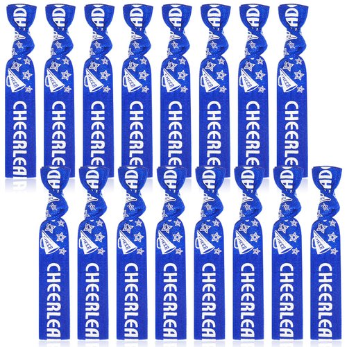 68 Pcs Cheer Bracelets Bulk Cheer Hair Ties Cheerleader Gifts Motivational Bracelets Cheer Gifts Wristbands for Cheerleading Gifts Women and Girls Cheer Squad Party Favors, Pom Pom Design (Blue)