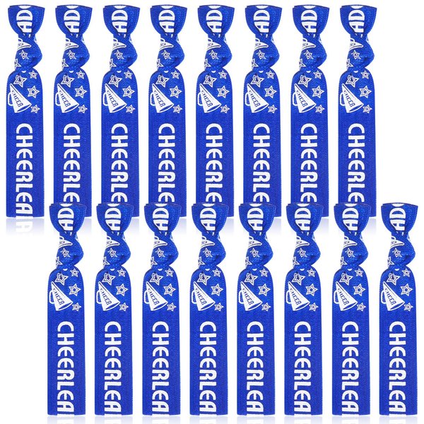 68 Pcs Cheer Bracelets Bulk Cheer Hair Ties Cheerleader Gifts Motivational Bracelets Cheer Gifts Wristbands for Cheerleading Gifts Women and Girls Cheer Squad Party Favors, Pom Pom Design (Blue)