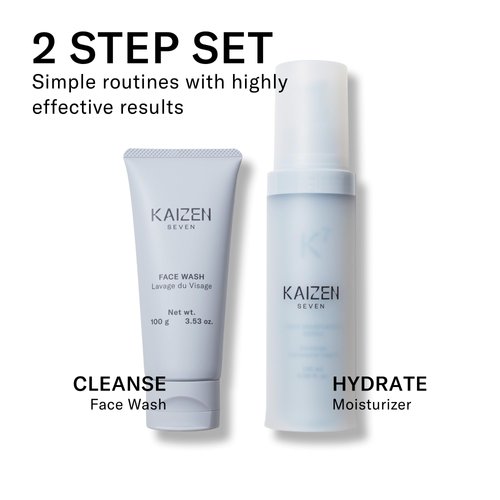 Kaizen Seven 2-Step Set for Men | Made in Japan | Face Wash 100ML and Light Moisturizer 120ML