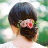Fangsen Silvery Wedding Pink Rose Flowers Floral Comb With Hair Clip Floral Christmas Hair Accessories