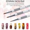 3 Pieces Kolinsky Acrylic Nail Brush 3D Nail Art Brush with Silver Metal with Non-slip Handle (Silver,Size 2, 4, 5)