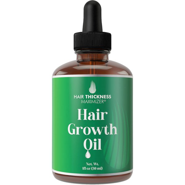 Hair Growth Oil For Hair Thickening + Moisturizing. 10+ Hair Nurturing Vegan Ingredients For Women, Men with Dry, Frizzy, Weak Hair. Scalp Serum Treatment With Black Castor, Peppermint Oils 1oz