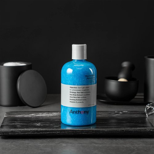 Anthony Exfoliating Body Scrub – Sea Salt, Vitamin C, and Aloe Vera Deep Cleans, Smooths Rough Patches & Soothes and Protects Skin – Blue Sea Kelp Body Wash 12 Fl Oz