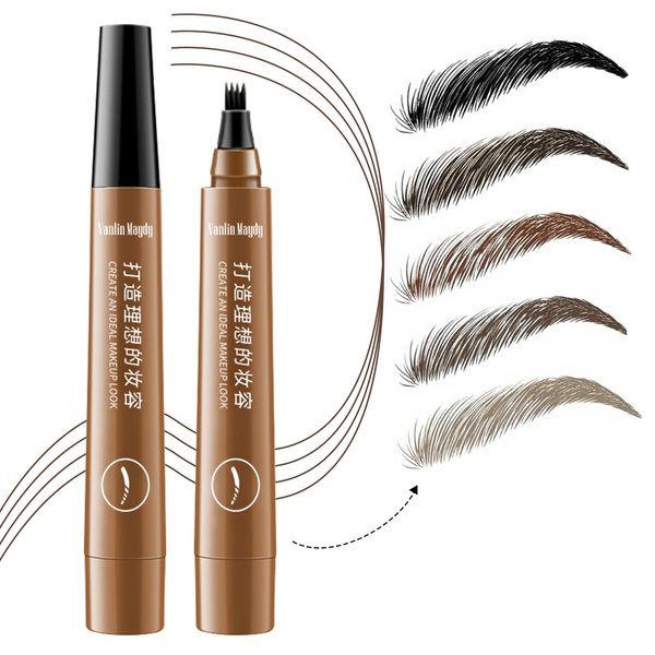 Eyebrow Pen | 2 Packs | Magic Eyebrow Pencils for Women, 3D 4-tip Microblading Eyebrow Pens for Easy Create Natural Brows | Waterproof and Smudge-proof (2, Light Brown)
