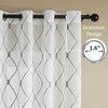 Top Finel Short Sheer Curtains 45 Inch Length for Bathroom,Privacy White and Gray Embroidered Diamond Grommet Window Treatments Curtains for Living Room Bedroom, 2 Panels Set