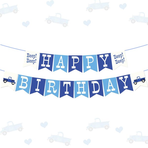 17Pcs Blue Truck Happy Birthday Banner Little Blue Truck Birthday Decorations Beep Beep Beep Banner for Kids Boys and Girls 1st 2nd 3rd Bday Party Farm Themed Party Car Themed Party Supplies Favors