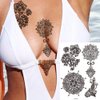 Black Henna Tattoos Stickers Kits, 6 Sheets Lace Indian Henna Temporary Tattoos Mandala Flower Elephant Chain Waterproof Henna Stickers for Women Wedding Party DIY on Body Arm Legs