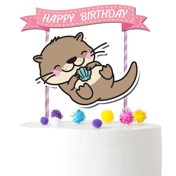 Otter Cake Topper for Kids | Cute Sea Otters Birthday Party Supplies | Sea Otters Theme Birthday Decoration