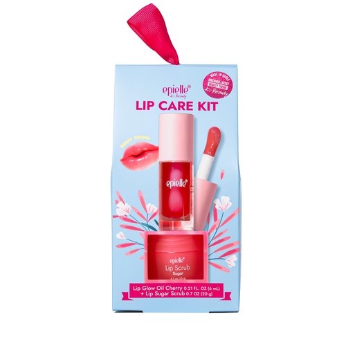epielle Lip Care Kit | Lip Glow Oil Cherry (6mL) + Lip Sugar Scrub (20g) | Hydrate & Exfoliate for Soft, Smooth Lips | 2-Piece Set for Daily Lip Care