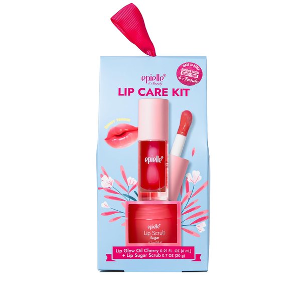 epielle Lip Care Kit | Lip Glow Oil Cherry (6mL) + Lip Sugar Scrub (20g) | Hydrate & Exfoliate for Soft, Smooth Lips | 2-Piece Set for Daily Lip Care