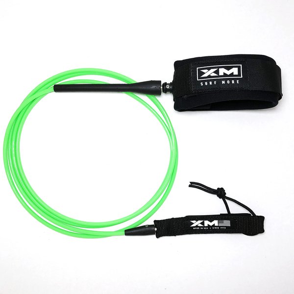 XM SURF MORE Longneck Surfboard Leash 10ft., COMP Cord Thickness (.220 in.), Ideal for Longboards, Manuever Without Stepping on Cord, Key Pocket, Unbreakable Swivels, Detachable Railsaver, Made in USA