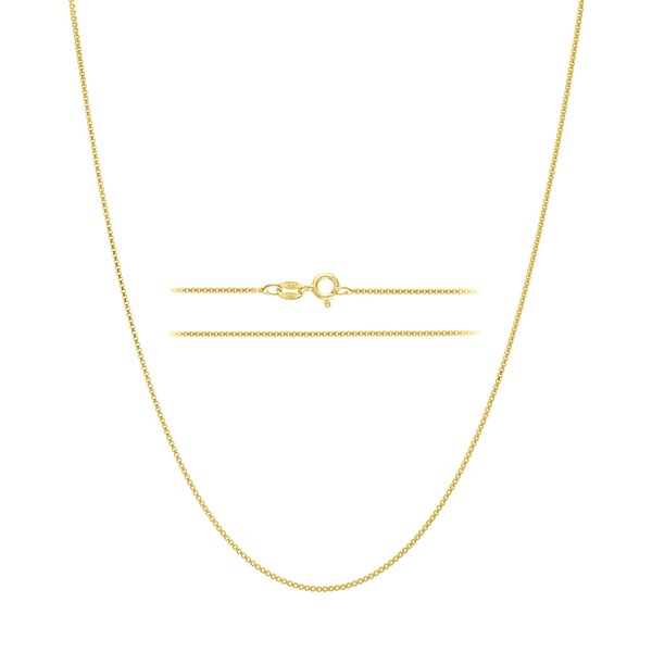 KISPER Italian 18K Gold Plated 925 Sterling Silver Diamond Cut Box Link Chain Necklace – for Women & Men with Spring Ring Clasp – Made in Italy, 20"