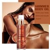 Shimmer Body Oil-Pearl White Face Brighten Glow Pearl Highlighter Liquid Illuminator Body Glow Oil,4 Color Bronze Makeup Glitter Body Shimmer Oil with Makeup Brush