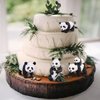 Toymany 4PCS Solid Panda Figurines Toy Set, 2-4" Realistic Plastic Jungle Animals Figures Family Set with Bamboo & Baby Pandas, Educational Toy Cake Toppers Christmas Birthday Gift for Kids Toddlers