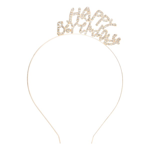 Ondder Gold Happy Birthday Headband for Women Shiny Happy Birthday Crown Tiara for Girls Birthday Girl Headband Rhinestone Happy Birthday Tiara Headband for Birthday Partty Decorations