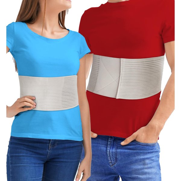 Rib Brace Chest Binder | Rib Belt to Reduce Rib Cage Pain | Chest Compression Support for Rib Muscle Injuries, Bruised Ribs | Breathable Chest Wrap Rib Brace for Women Men (L/XL 44 Inch)