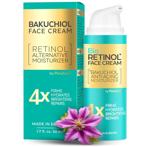 Bakuchiol Cream for Face - Natural Retinol Alternative Anti Aging Face Cream - Hyaluronic Acid, Vitamin C, F, Vitamin E Cream, Bio Oil - Rich Texture Bakuchiol Serum